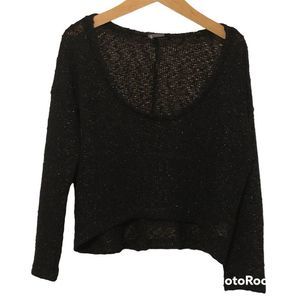 Urban Outfitters Sparkle & Fade Shimmer Knit 3/4 Sleeve Crop Top